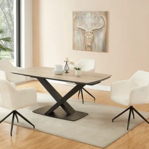 Set van 2 draaistoelen met armleuningen - Boucléstof en zwart metaal - Wit - MUSE Maison Céphy
