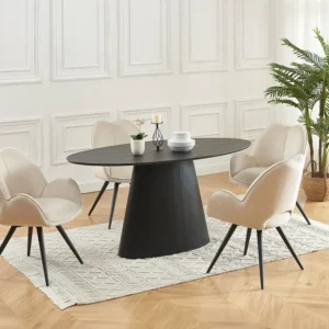 Set van 2 draaistoelen met armleuningen van stof en zwart metaal - Beige - GULSUN Maison Céphy