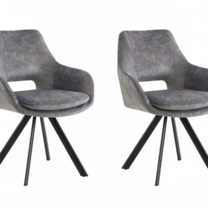 Set van 2 stoelen met armleuningen - Fluweel en metaal - Grijs - KELINE - Koop nu online Maison Céphy