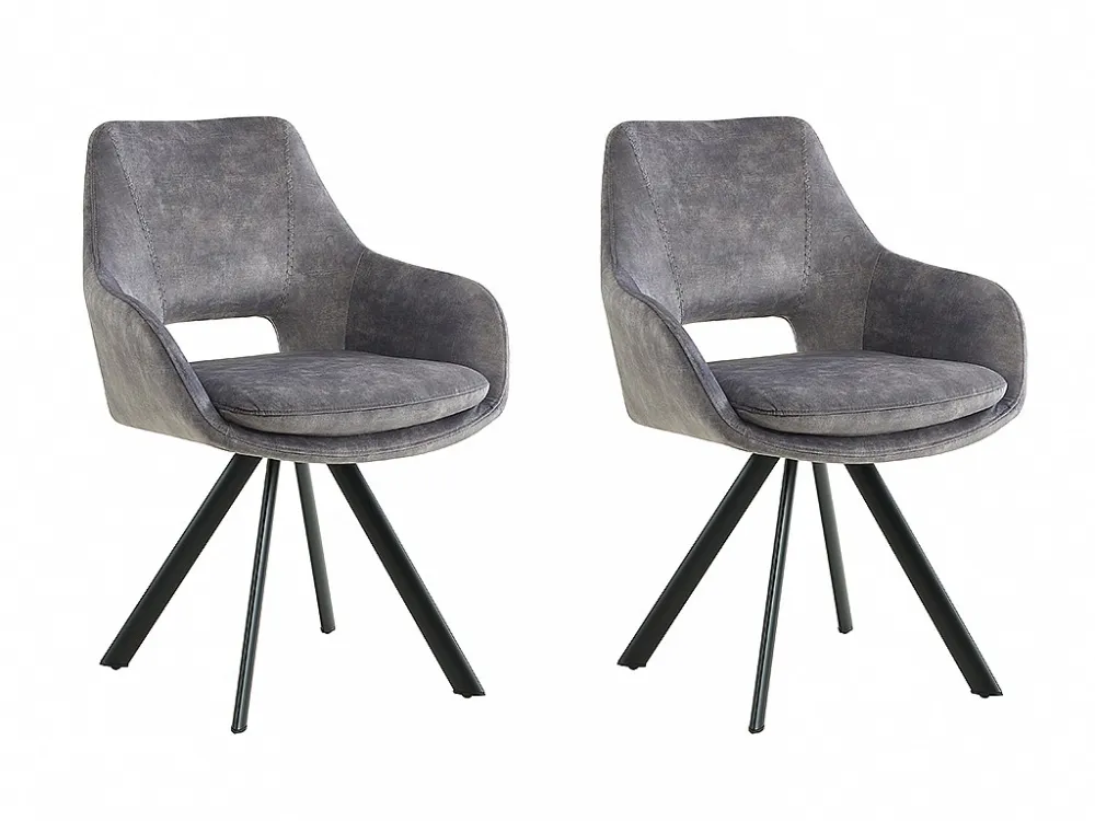 Set van 2 stoelen met armleuningen - Fluweel en metaal - Grijs - KELINE - Koop nu online Maison Céphy
