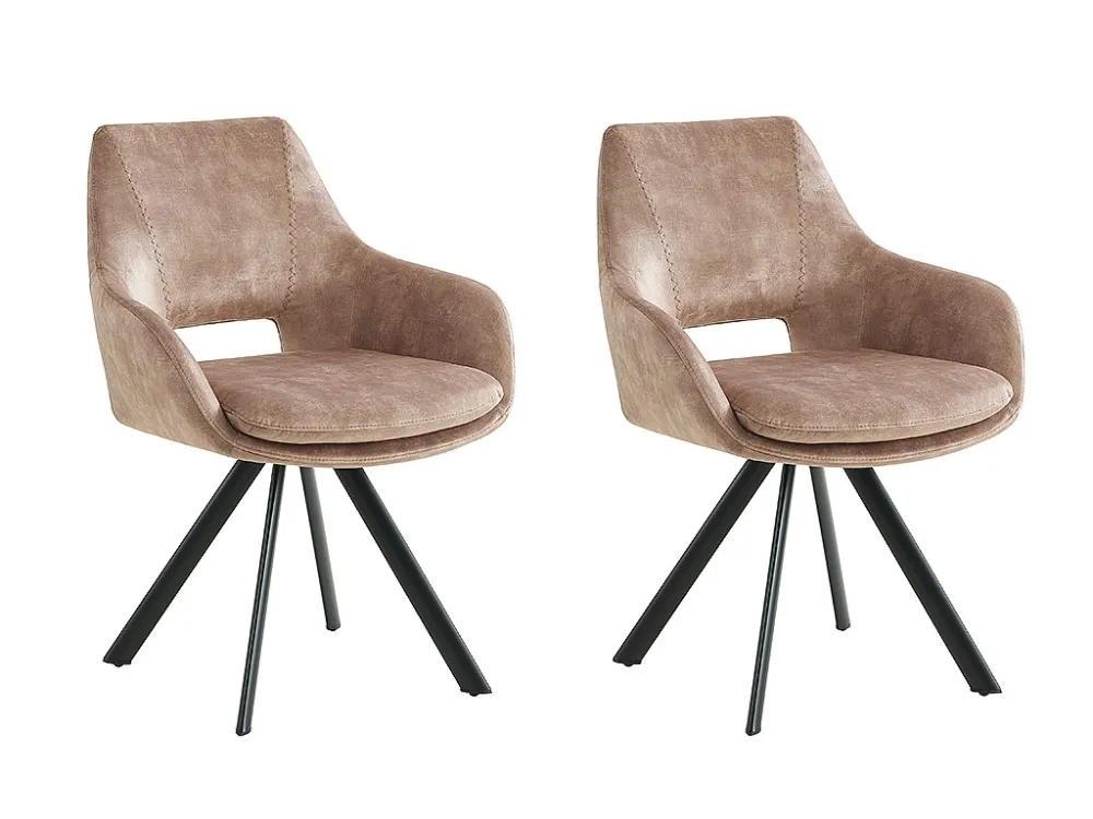Set van 2 stoelen met armleuningen - Fluweel en metaal - Beige - KELINE - Koop nu online Maison Céphy