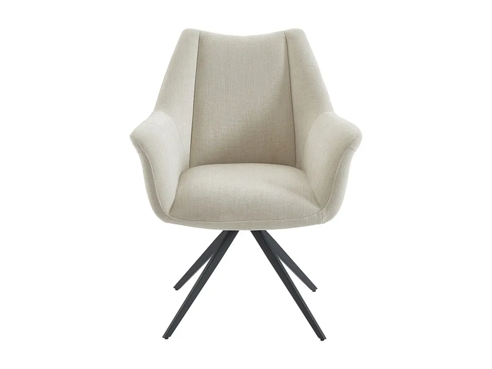 Set van 6 stoelen met armleuningen van stof en zwart metaal - Beige - KARDESA van Maison Céphy