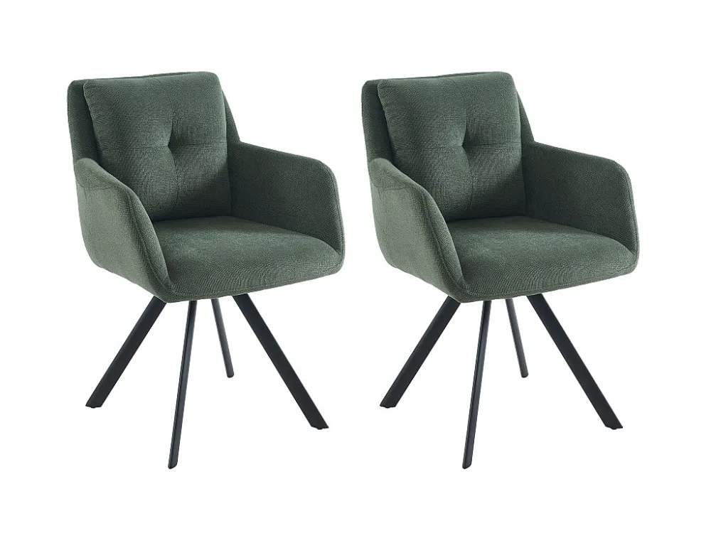 Set van 2 stoelen met armleuningen van stof en zwart metaal - Groen - ZOLEVY Maison Céphy