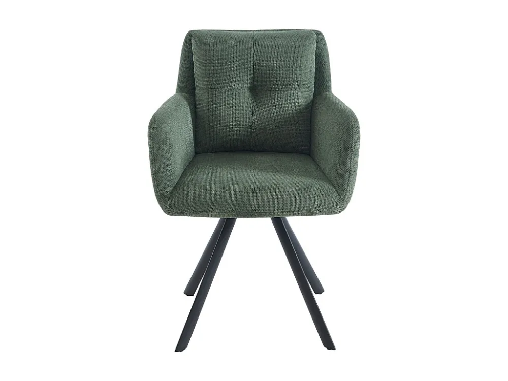Set van 2 stoelen met armleuningen van stof en zwart metaal - Groen - ZOLEVY Maison Céphy