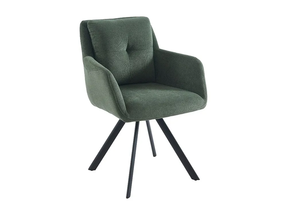 Set van 2 stoelen met armleuningen van stof en zwart metaal - Groen - ZOLEVY Maison Céphy