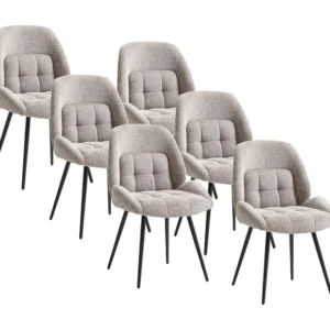 Set van 6 stoelen stof en metaal - Taupe - LIONIZA van Maison Céphy