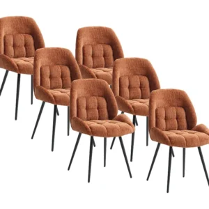 Set van 6 stoelen stof en metaal - Terracotta - LIONIZA van Maison Céphy