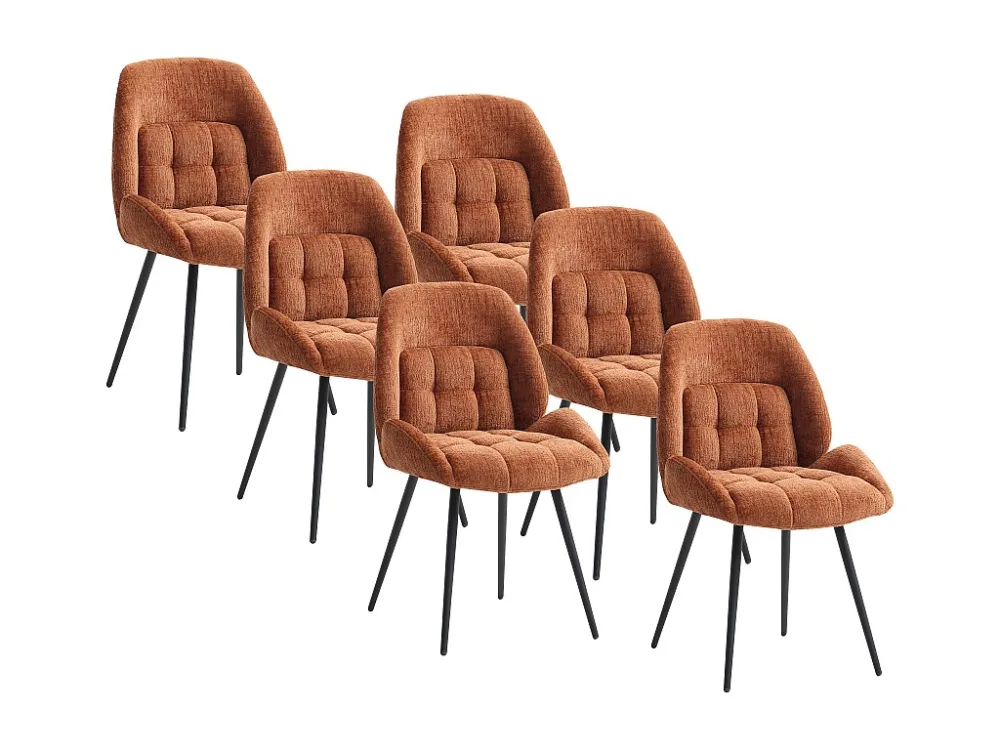 Set van 6 stoelen stof en metaal - Terracotta - LIONIZA van Maison Céphy