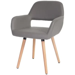 Eetkamerstoel MCW-A50 II, kunstleer, taupe-grijs, lichte poten