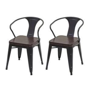 Eetkamerstoel MCW-H10d (set van 2), zwart-bruin
