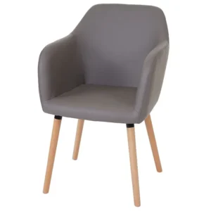 Eetkamerstoel Vaasa T381, kunstleer, taupe-grijs, lichte poten MCW