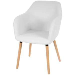 Eetkamerstoel Vaasa T381, kunstleer, wit, lichte poten MCW