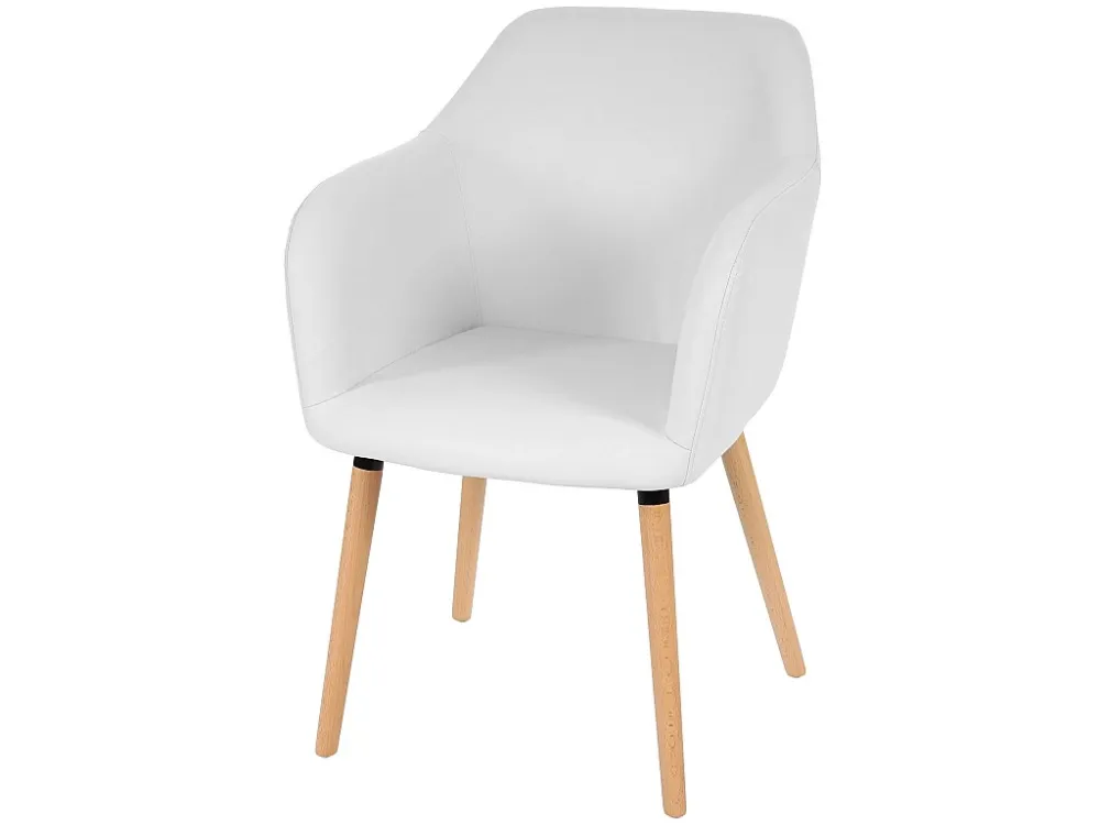 Eetkamerstoel Vaasa T381, kunstleer, wit, lichte poten MCW