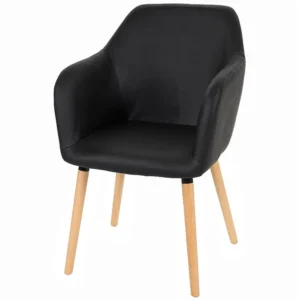 Eetkamerstoel Vaasa T381, kunstleer, zwart, lichte poten MCW