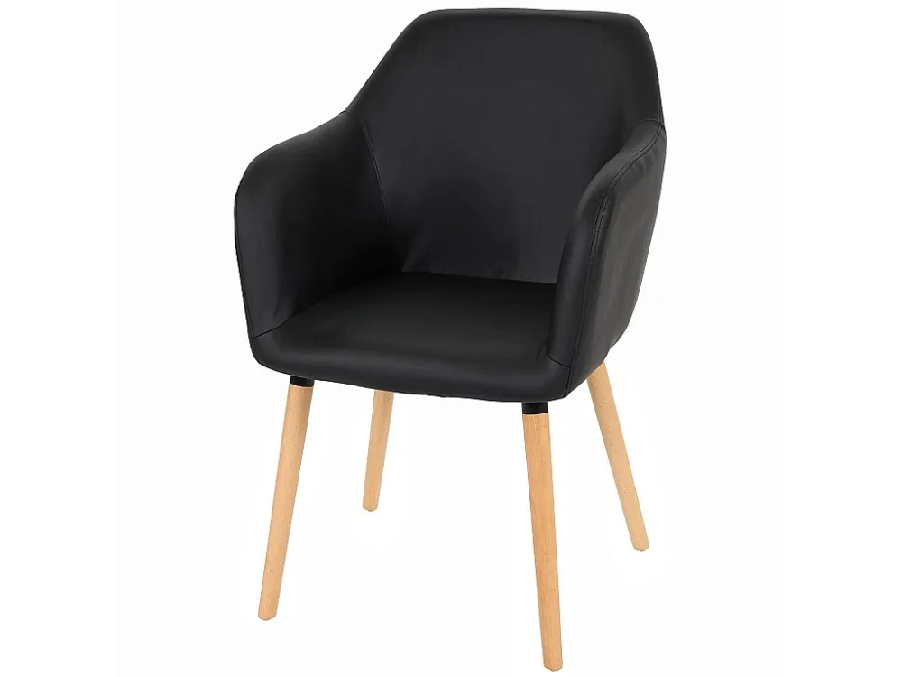 Eetkamerstoel Vaasa T381, kunstleer, zwart, lichte poten MCW