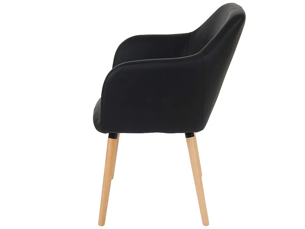 Eetkamerstoel Vaasa T381, kunstleer, zwart, lichte poten MCW