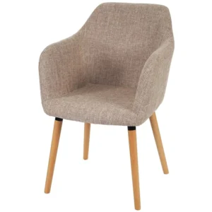 Eetkamerstoel Vaasa T381, textiel, crème/grijs, lichte poten MCW