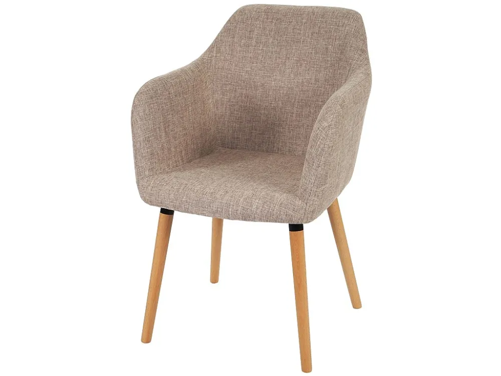 Eetkamerstoel Vaasa T381, textiel, crème/grijs, lichte poten MCW