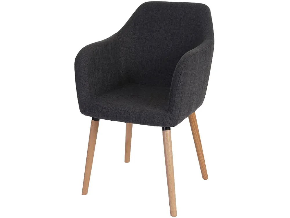Eetkamerstoel Vaasa T381, textiel, grijs, lichte poten MCW
