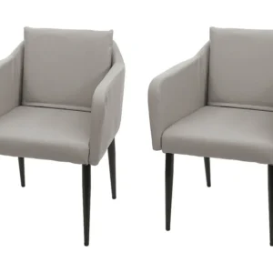 MCW-H93 eetkamerstoel (set van 2), kunstleer taupe-grijs