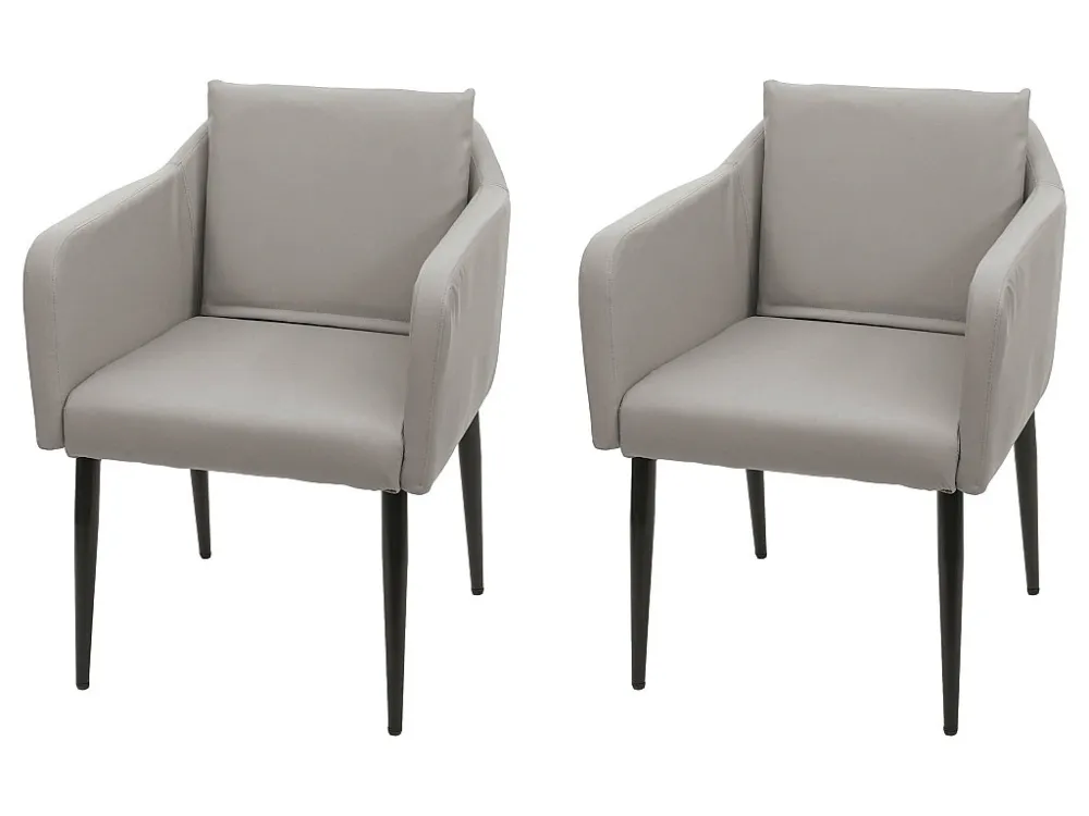 MCW-H93 eetkamerstoel (set van 2), kunstleer taupe-grijs