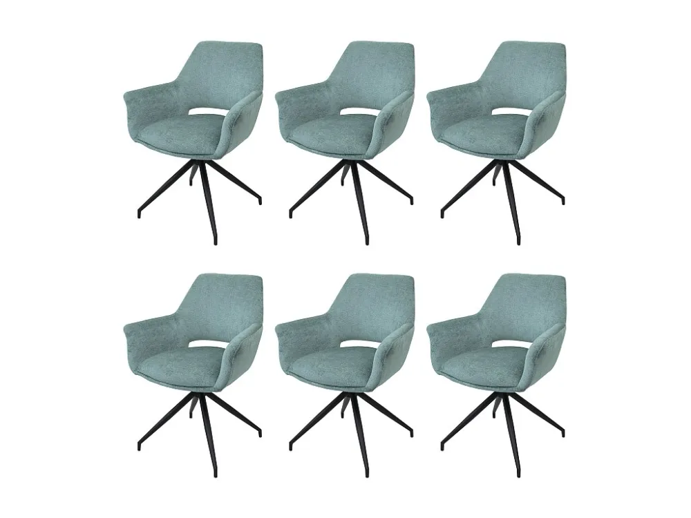 Set van 6 eetkamerstoelen MCW-M53, grijs-blauw