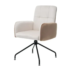 Draaistoelen - fluweel - met armleuning - voor eetkamer en keuken - beige Merax