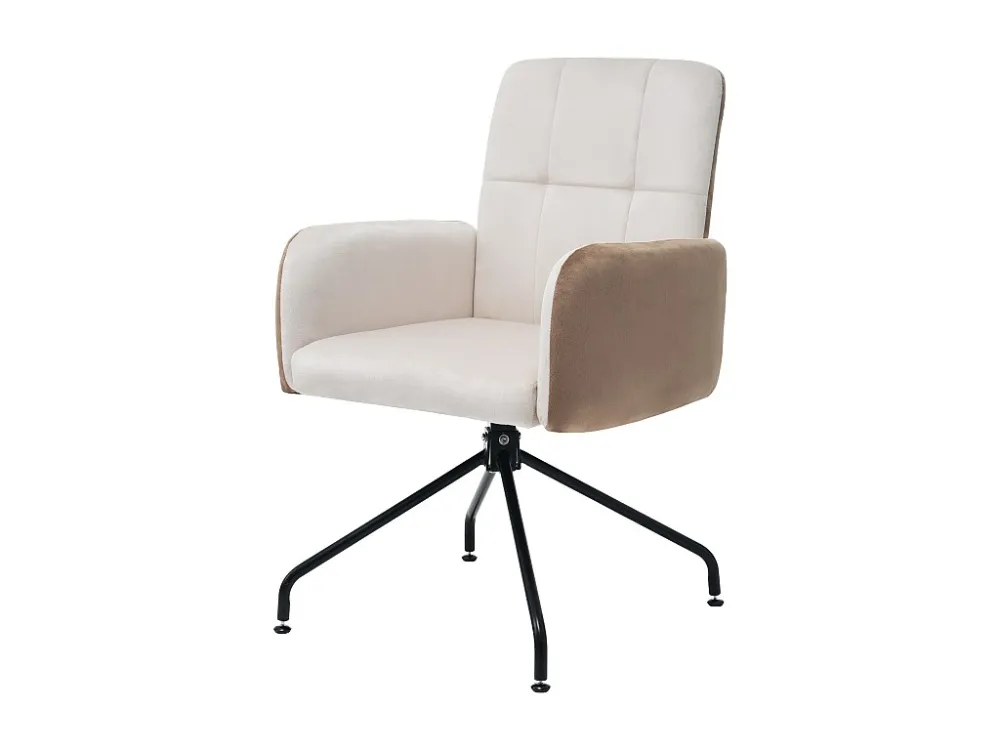 Draaistoelen - fluweel - met armleuning - voor eetkamer en keuken - beige Merax