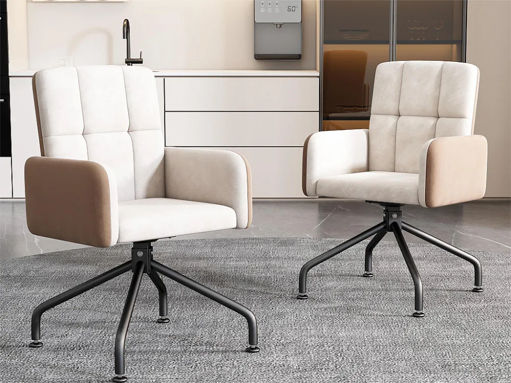 Set van 2 draaistoelen - fluweel - met armleuning - kleuren: beige en zwart Merax