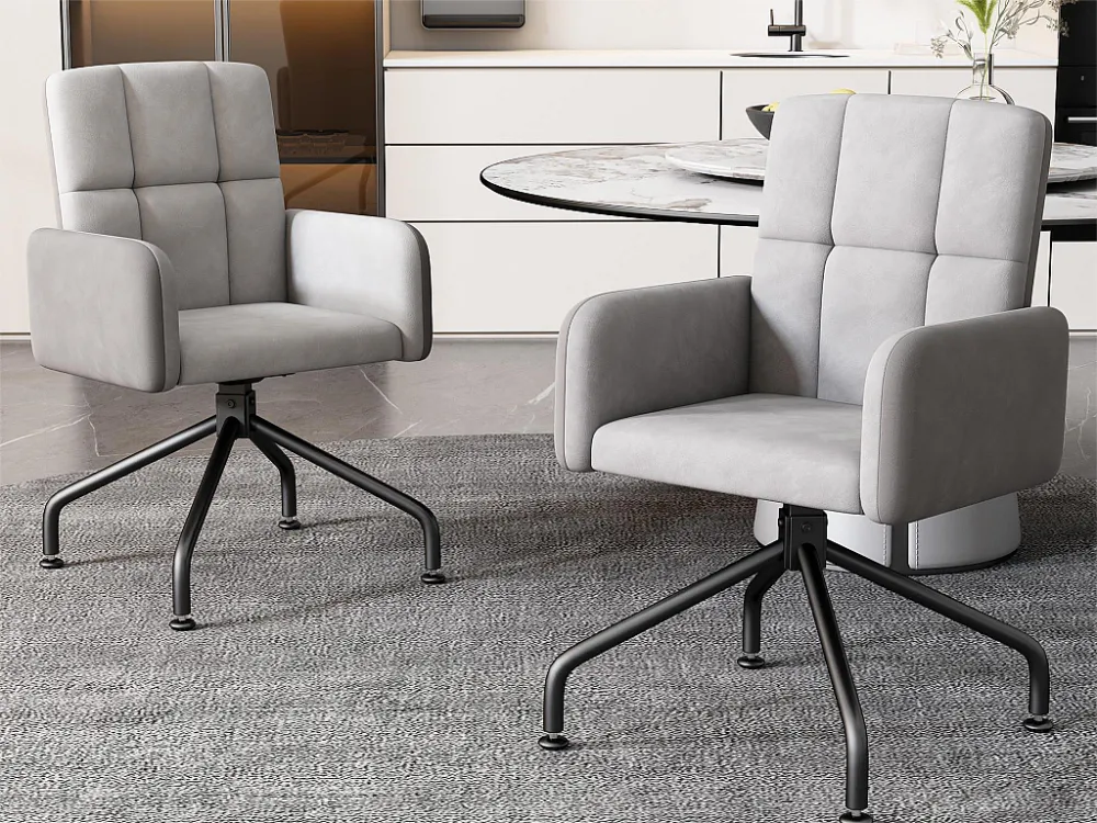 Set van 2 draaistoelen - fluweel - met armleuning - kleuren: grijs en zwart Merax