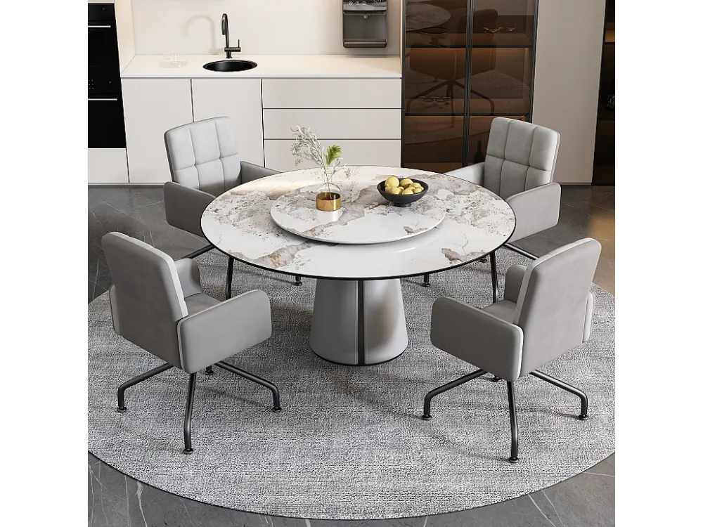 Set van 2 draaistoelen - fluweel - met armleuning - kleuren: grijs en zwart Merax