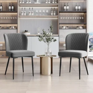 Set van 2 fluwelen eetkamerstoelen - metalen poten - grijs Merax