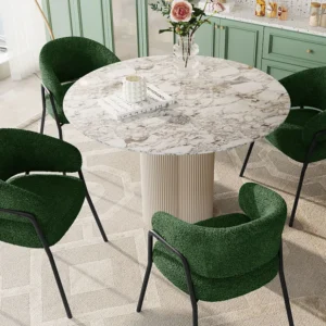 Set van 4 stoelen, eetkamerstoelen, make-upstoelen - Fluweel en metaal - Donkergroen - BLITZ Merax