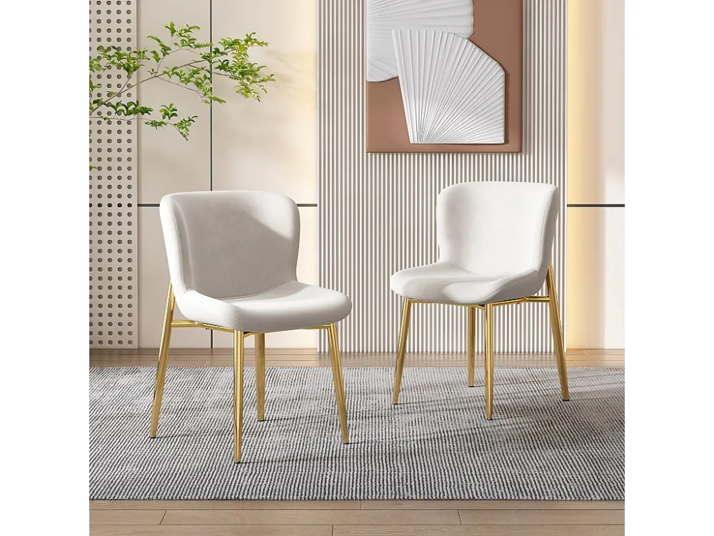 Set van 4 stoelen - fluweel - goud metalen poten - beige Merax