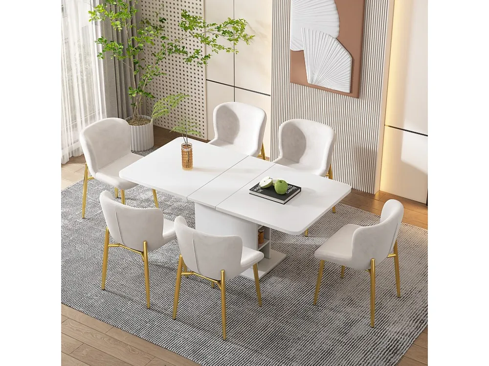 Set van 4 stoelen - fluweel - goud metalen poten - beige Merax