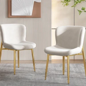 Set van 2 stoelen - fluweel - goud metalen poten - beige Merax
