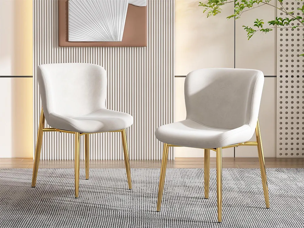 Set van 2 stoelen - fluweel - goud metalen poten - beige Merax