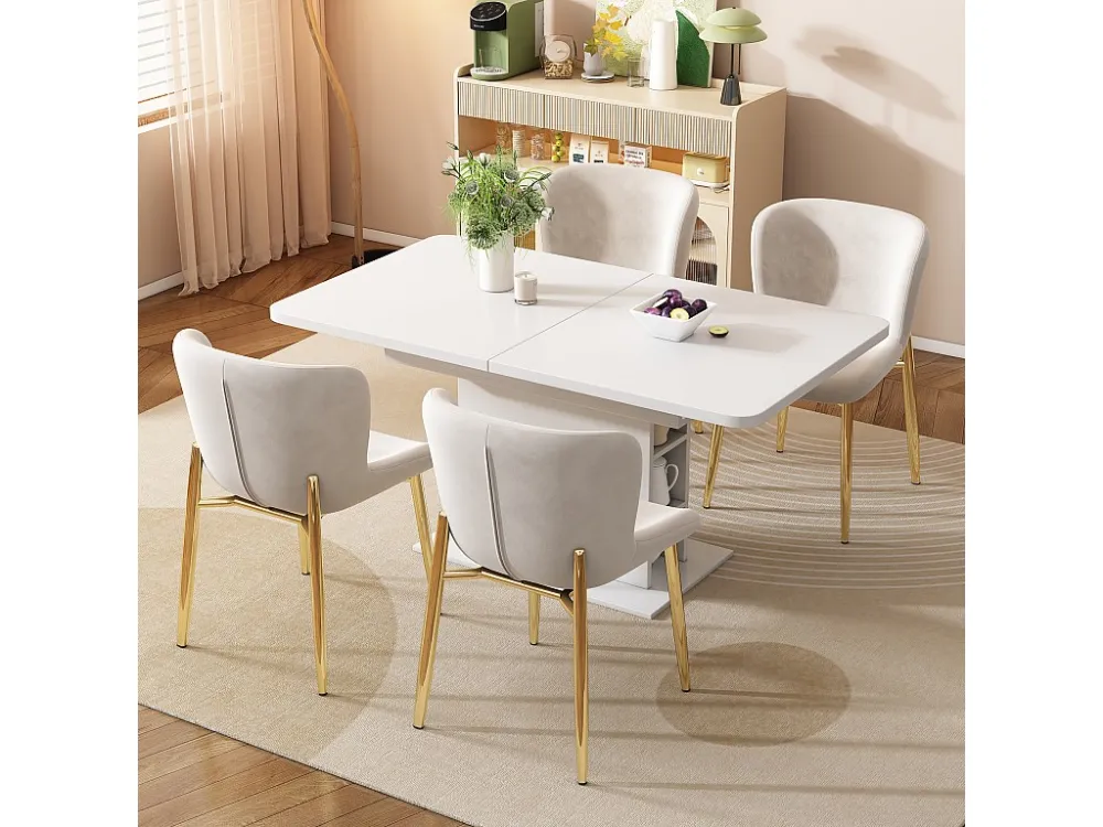 Set van 2 stoelen - fluweel - goud metalen poten - beige Merax