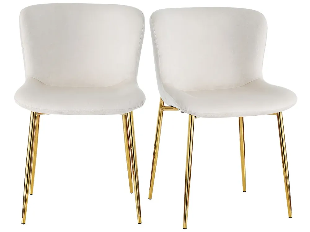 Set van 2 stoelen - fluweel - goud metalen poten - beige Merax