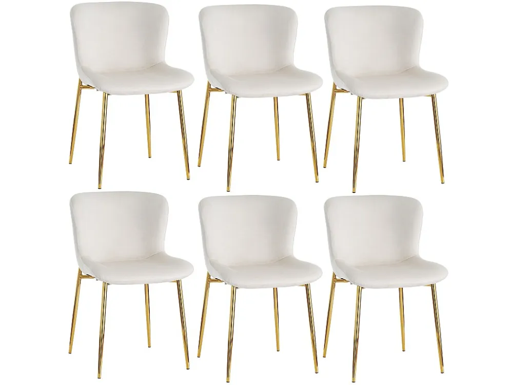 Set van 6 stoelen - fluweel - gouden metalen poten - beige Merax