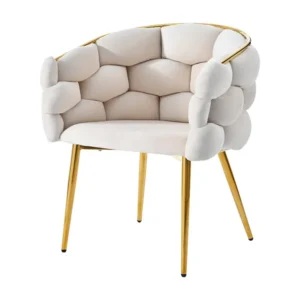 Stoel, Make-upstoelen, Eetkamerstoel - Fluweel en metaal - Beige - BLITZ Merax
