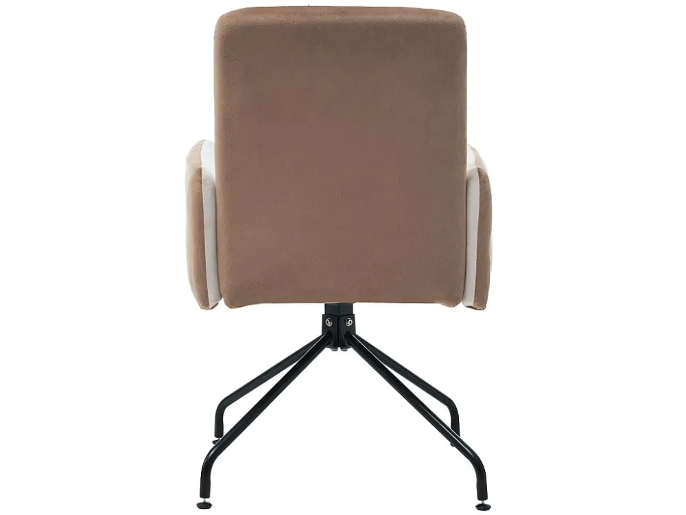 Draaistoel bekleed met fluweel met armleuningen - vierkante structuur - Beige ModernLuxe
