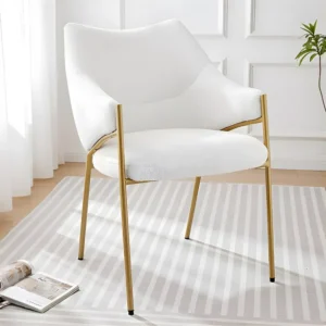 1 Eetkamerstoel met armleuningen - sherpa stof - moderne stijl - Beige ModernLuxe