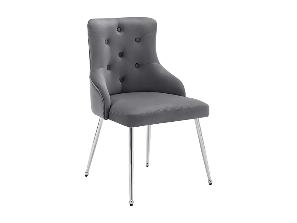 Fluwelen gestoffeerde stoel met kussen - Grijs ModernLuxe
