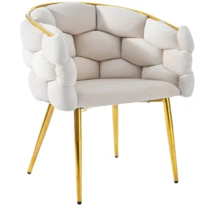 Gondelstoel Vrijetijdsstoel fluweelstof - gouden metalen poten - Beige ModernLuxe
