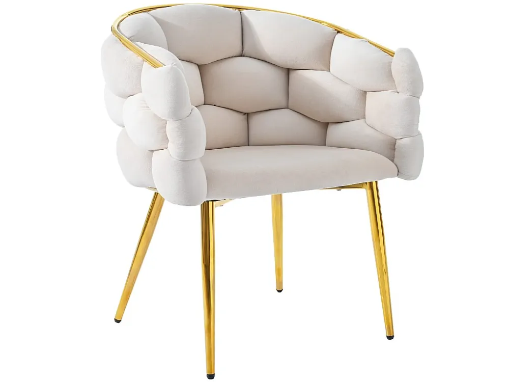 Gondelstoel Vrijetijdsstoel fluweelstof - gouden metalen poten - Beige ModernLuxe
