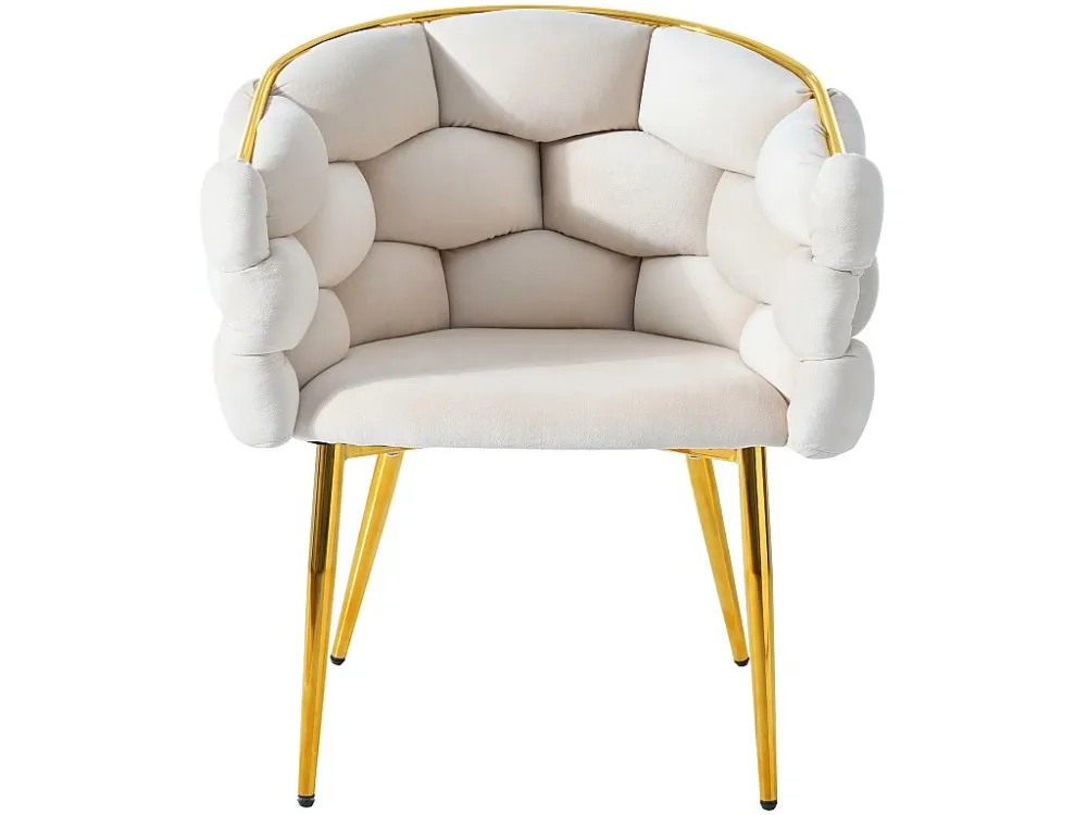 Gondelstoel Vrijetijdsstoel fluweelstof - gouden metalen poten - Beige ModernLuxe