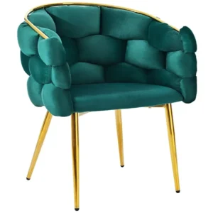 Gondelstoel Vrijetijdsstoel fluweelstof - gouden metalen poten - Groen ModernLuxe