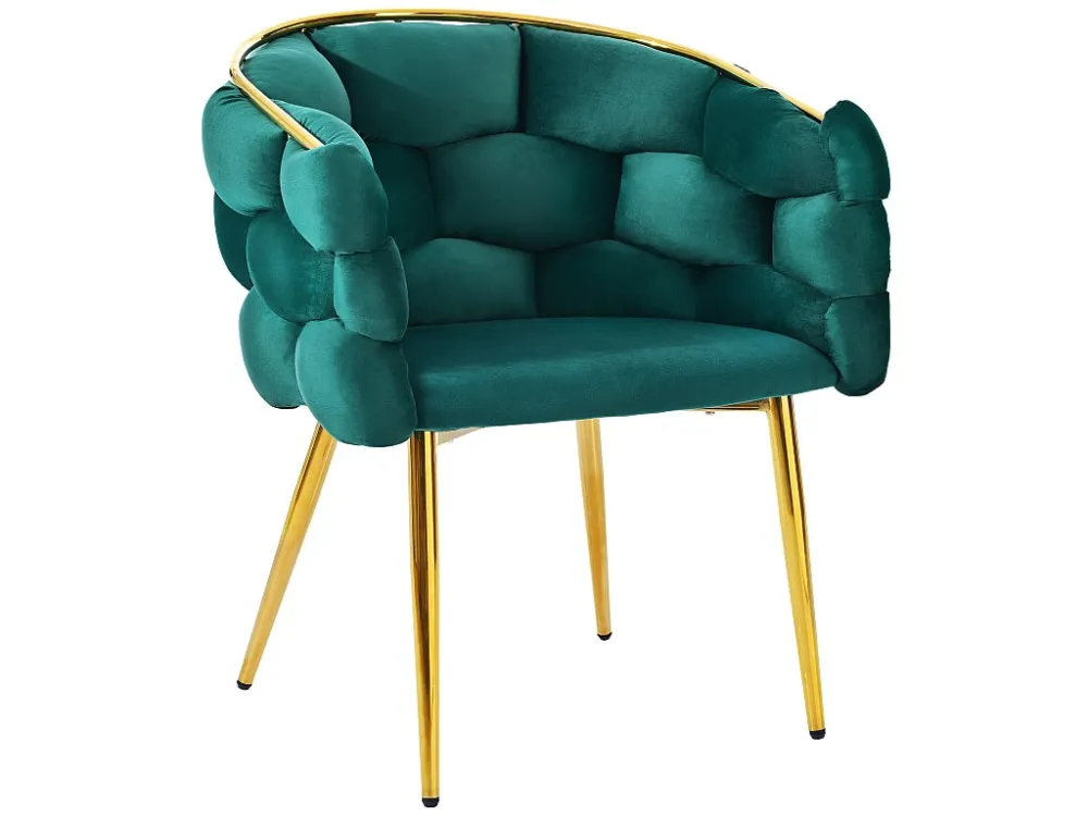 Gondelstoel Vrijetijdsstoel fluweelstof - gouden metalen poten - Groen ModernLuxe