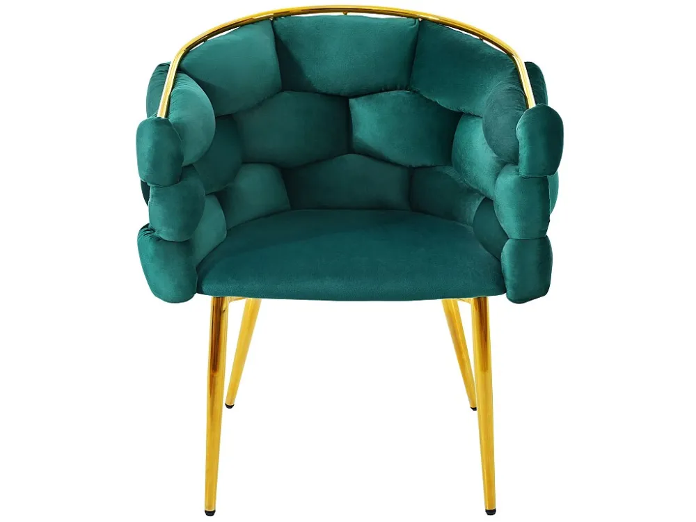 Gondelstoel Vrijetijdsstoel fluweelstof - gouden metalen poten - Groen ModernLuxe